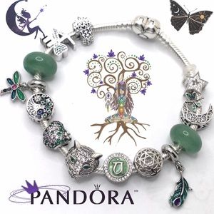 Authentic PANDORA Bracelet with Mix 925 Charms ‘Chakra Heart of a Panther’